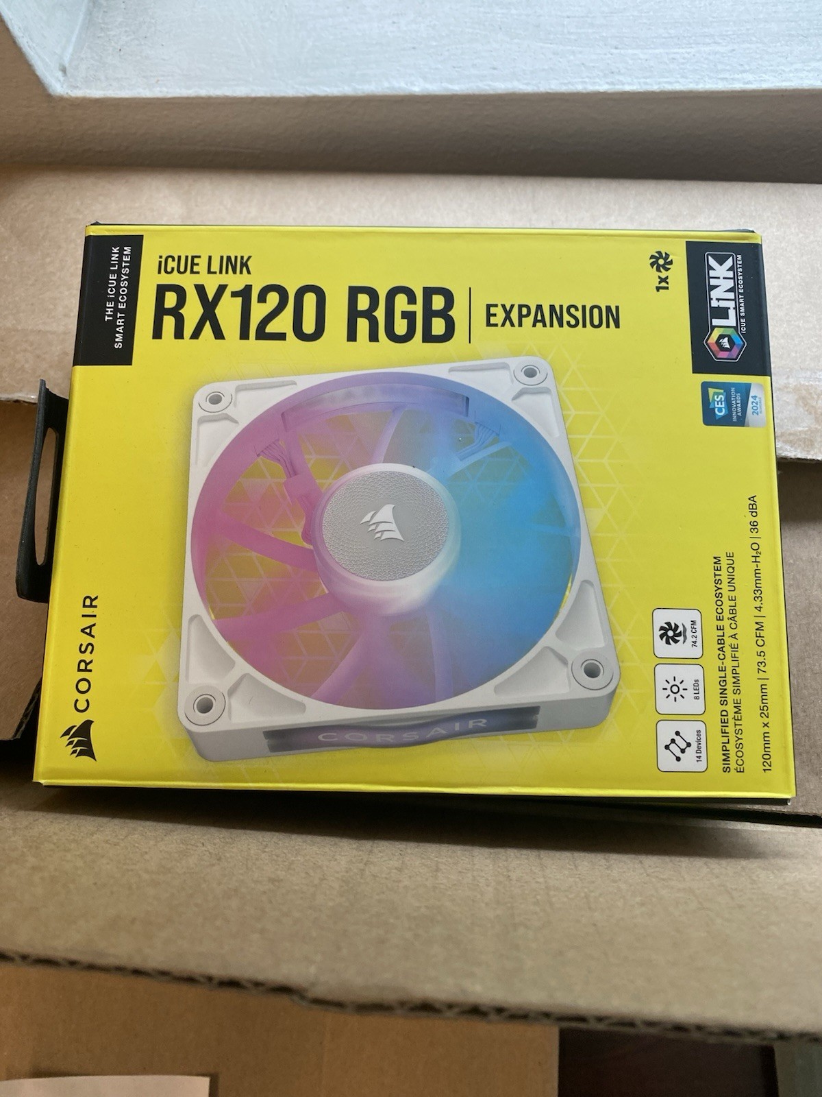 New Corsair iCUE LINK RX120 RGB 120mm Fan White Expansion Single Pack