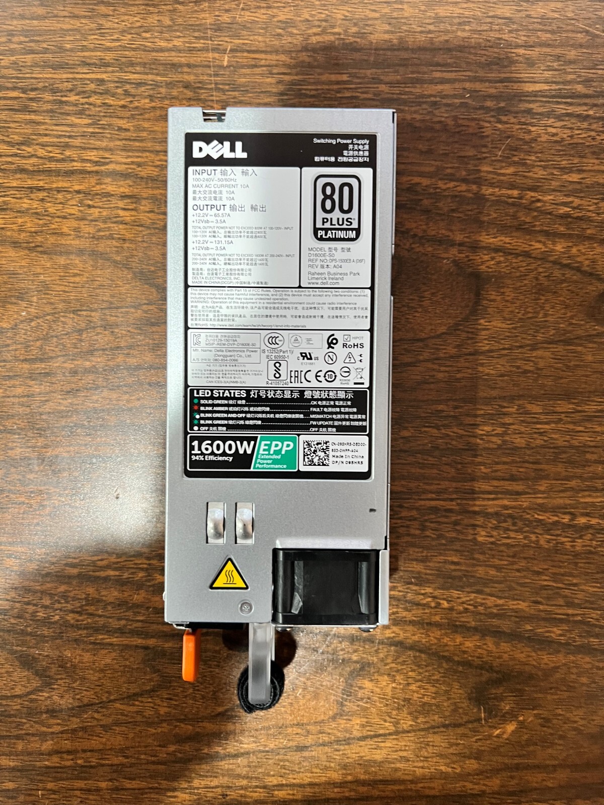 Dell 095HR5 EPP 1600W 80 Plus Platinum Power Supply VRTX R740 R720XD 95HR5