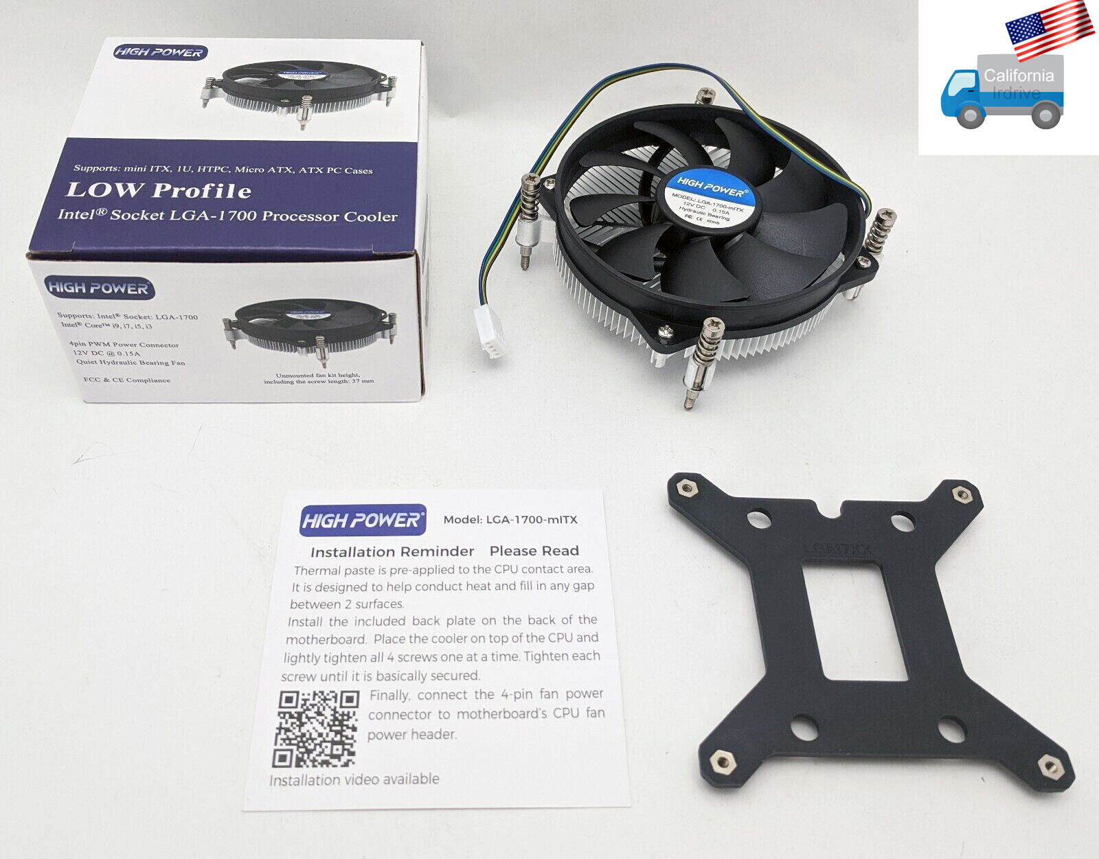 NEW HIGH POWER® Low Profile Intel Socket LGA1700 for i7/i5/i3/i9 CPU Cooler Fan
