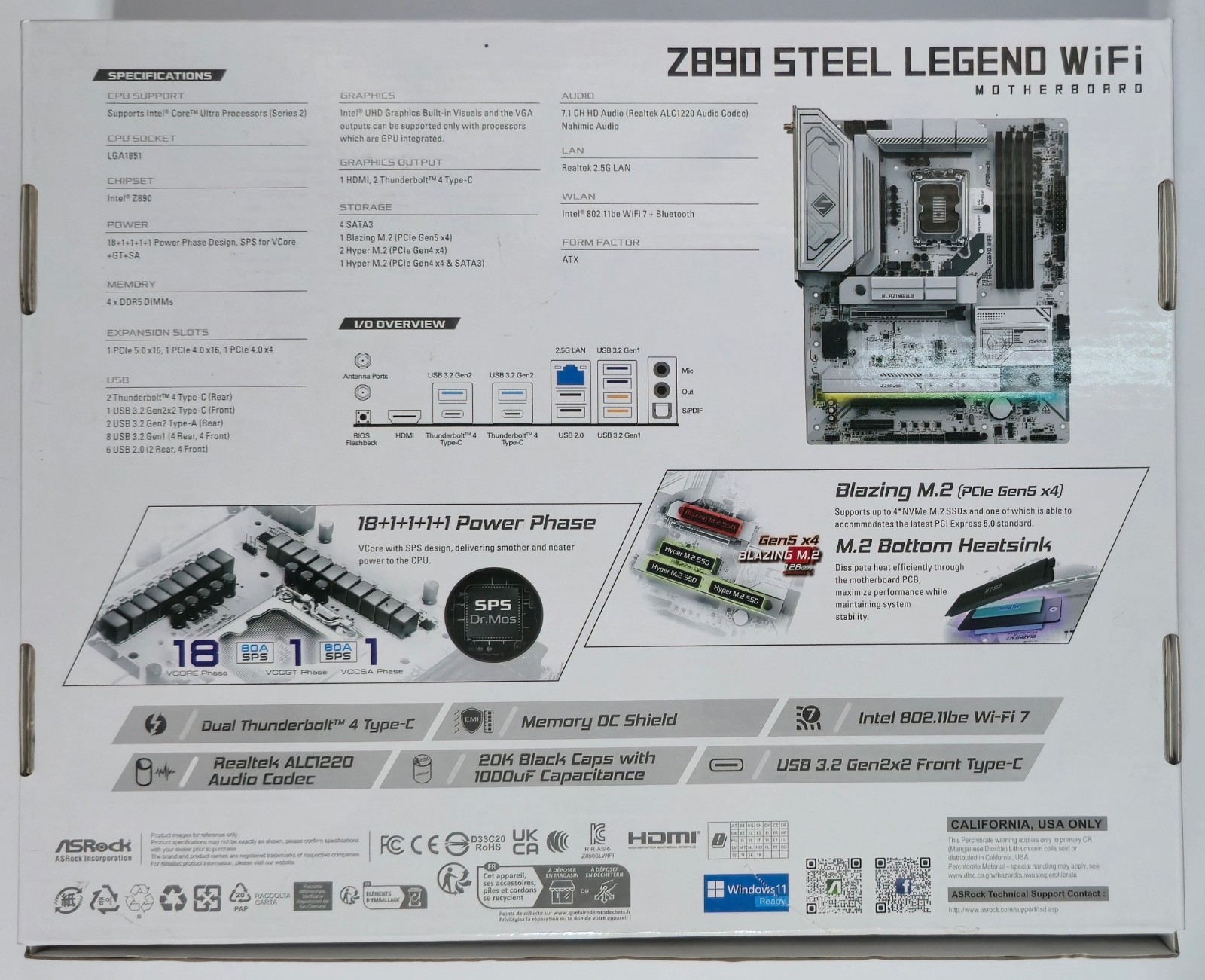 AsRock Z890 Steel Legend WiFi Intel LGA 1851 ATX DDR5 Motherboard – Used