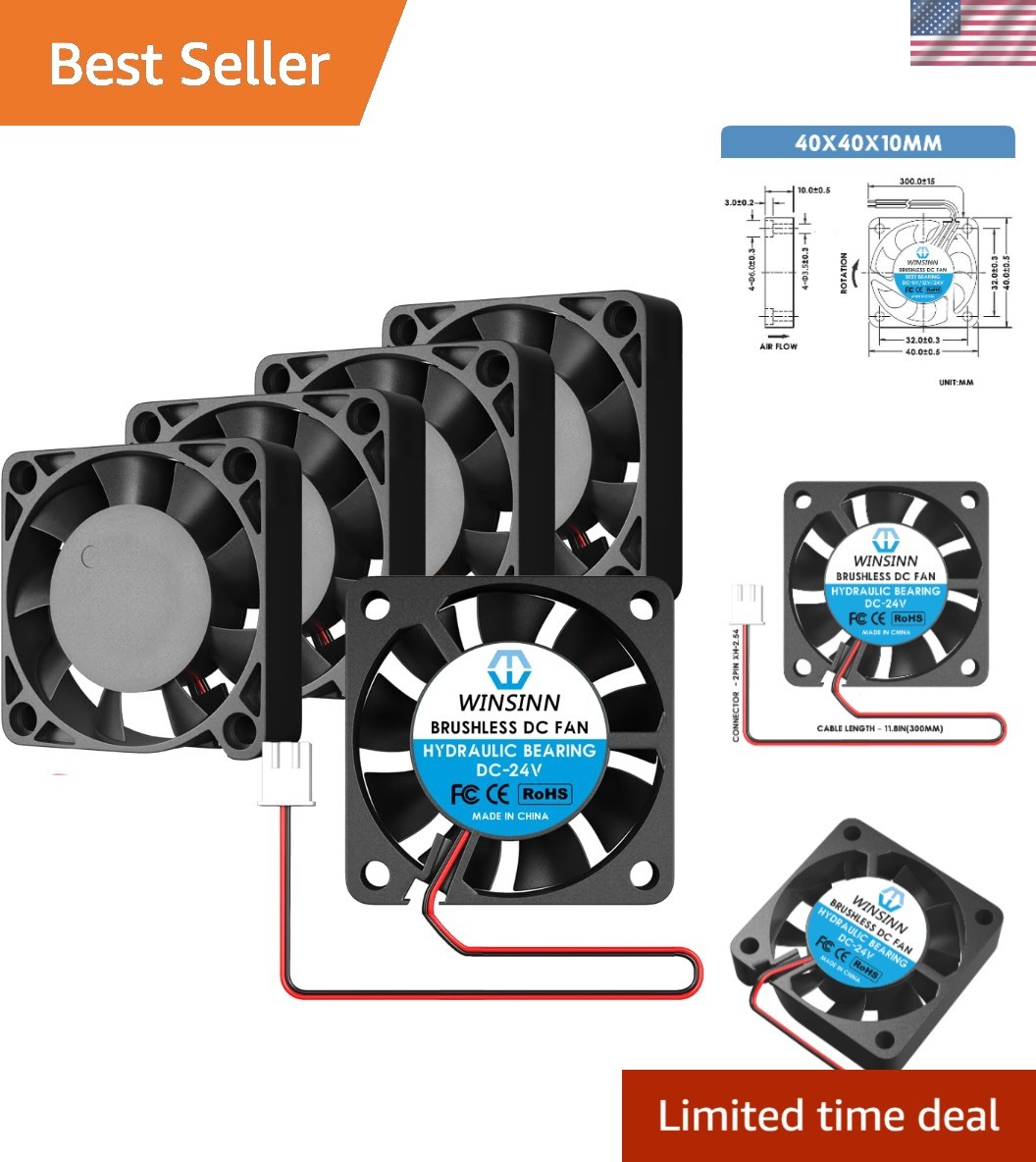5-Pack 40mm 24V Fans with XH2.54-2PIN Connector – Ideal for 3D Printing