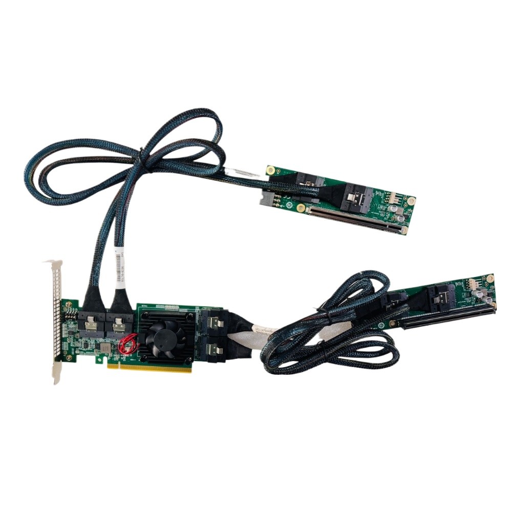 PLX8749 PCI Express x16 to 4*SFF-8654 8I Adapter PCI-E X16 + 2*Baseplate 4*Cable