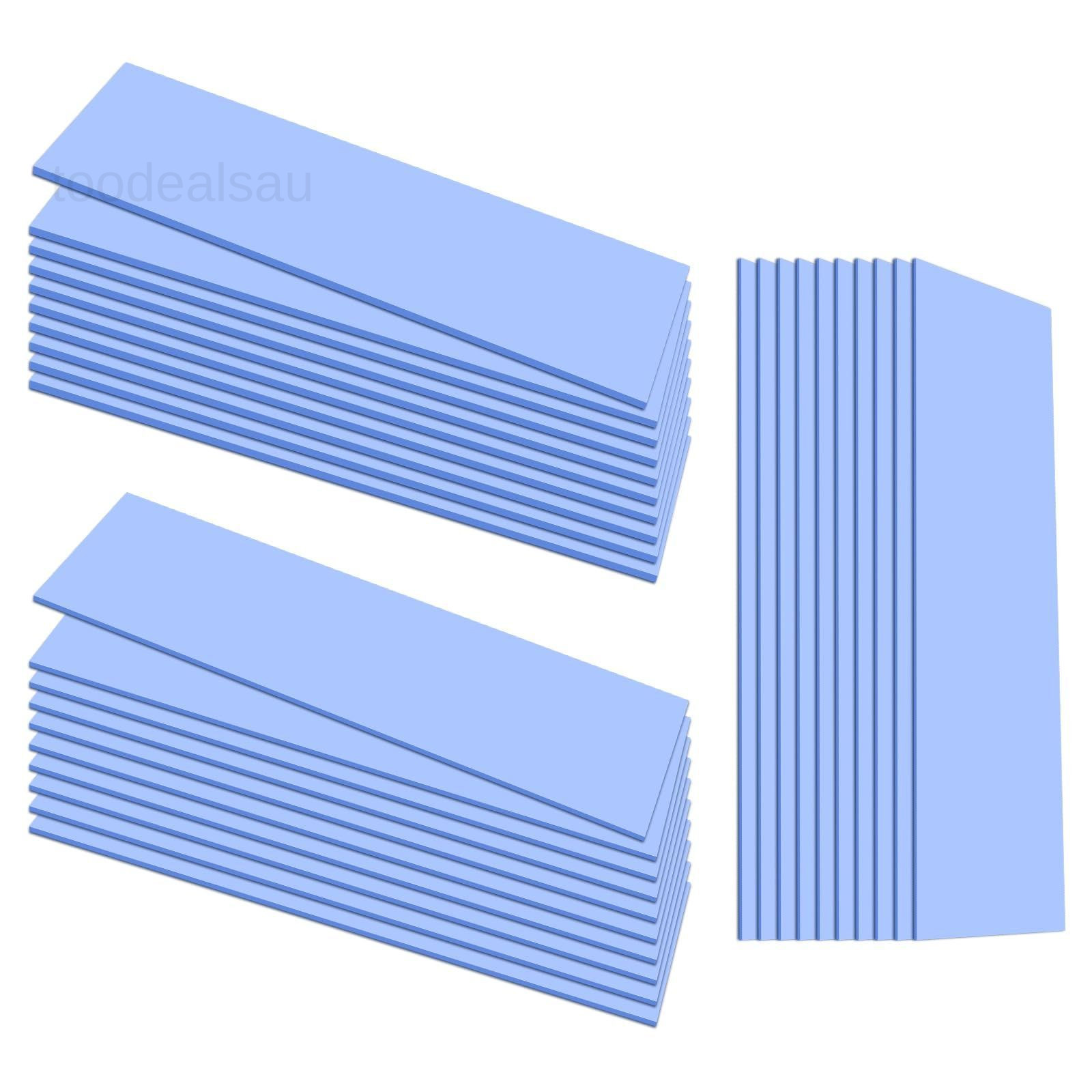 30PCS Silicone Thermal Pads GPU, Reusable CPU Blue 0.5mm/ 1mm/ 1.5mm