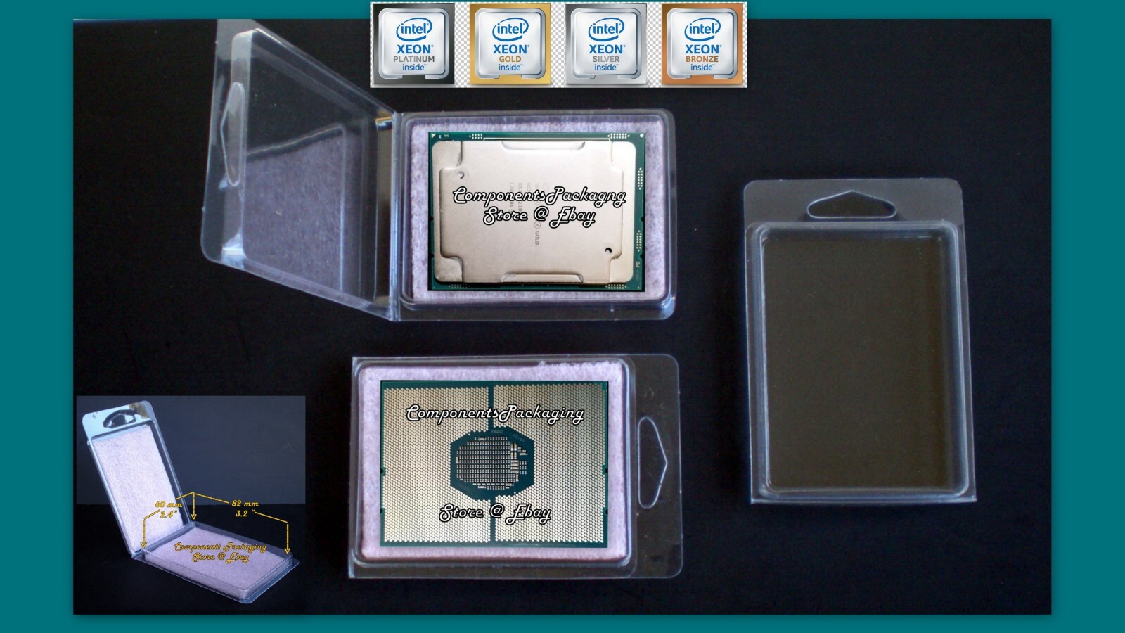 Intel Socket LGA4189 CPU Packaging Case Clam Shell + ESD Foam – Lot of 12 25 60