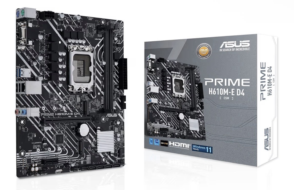Asus Prime H610M-E D4-CSM Desktop Motherboard – Intel H610 Chipset – Socket