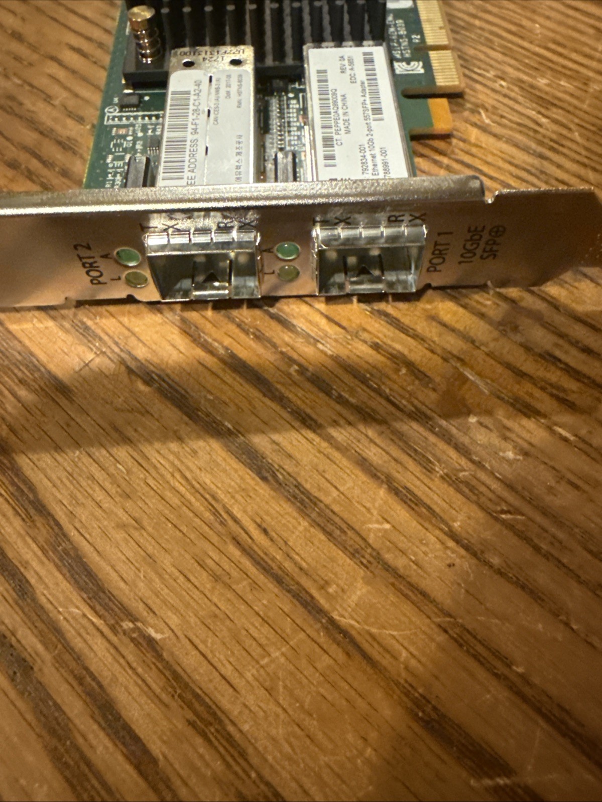 HPe 792834-001 2-Port 10Gb SFP+ PCI-E 3.0 x8 Ethernet Adapter 788991-001 557SFP+