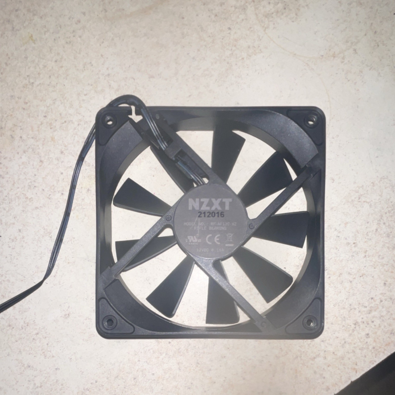 NZXT 120mm Black Case Fan 3-Pin 12V Rifle Bearing 68.5 CFM 1200RPM