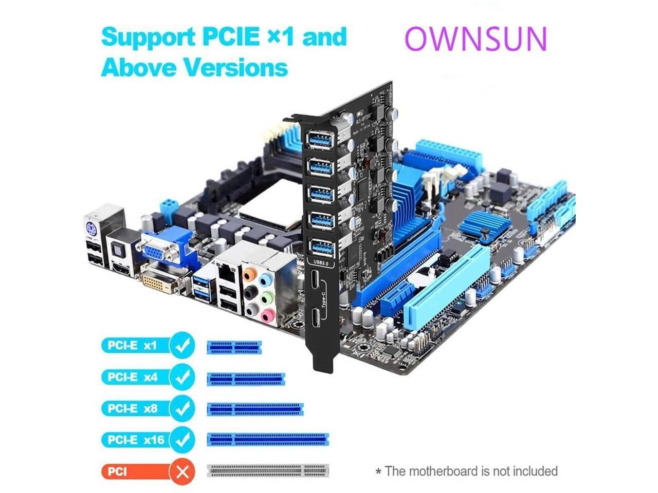 PCIe to USB 3.1 Gen 2 Expansion Card Express Card 20Gbps 5 USB A & 2 USB C Ports