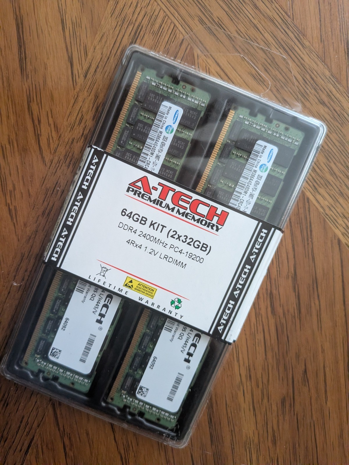 A-Tech 64GB 2x 32GB 2Rx4 PC4-19200DIMM DDR4 2400MHz ECC REG rDIMM DDR Memory RAM