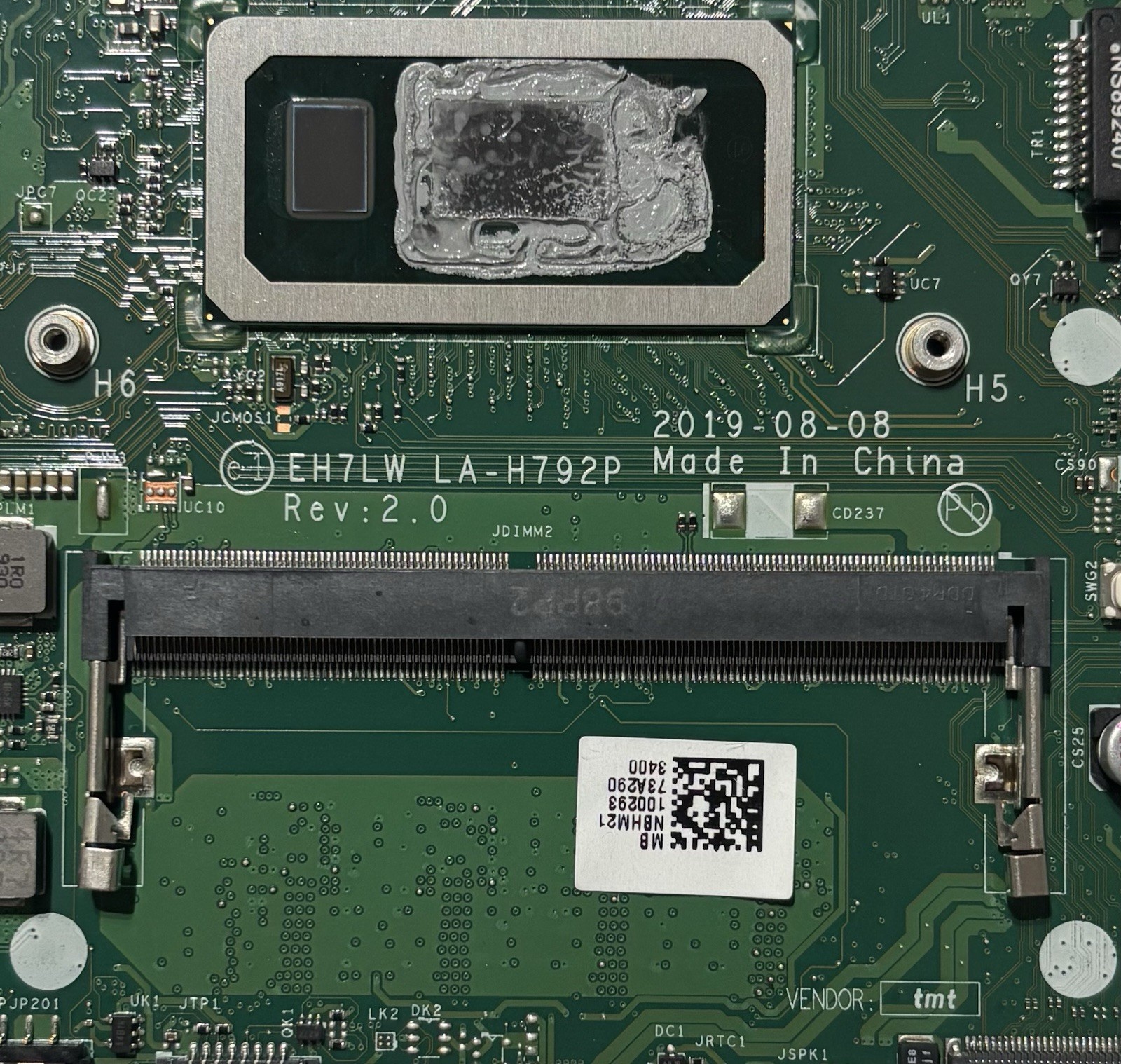 Acer Aspire 3 LA-H792P Rev 1.0 Intel Core i5 10th Gen Motherboard OEM