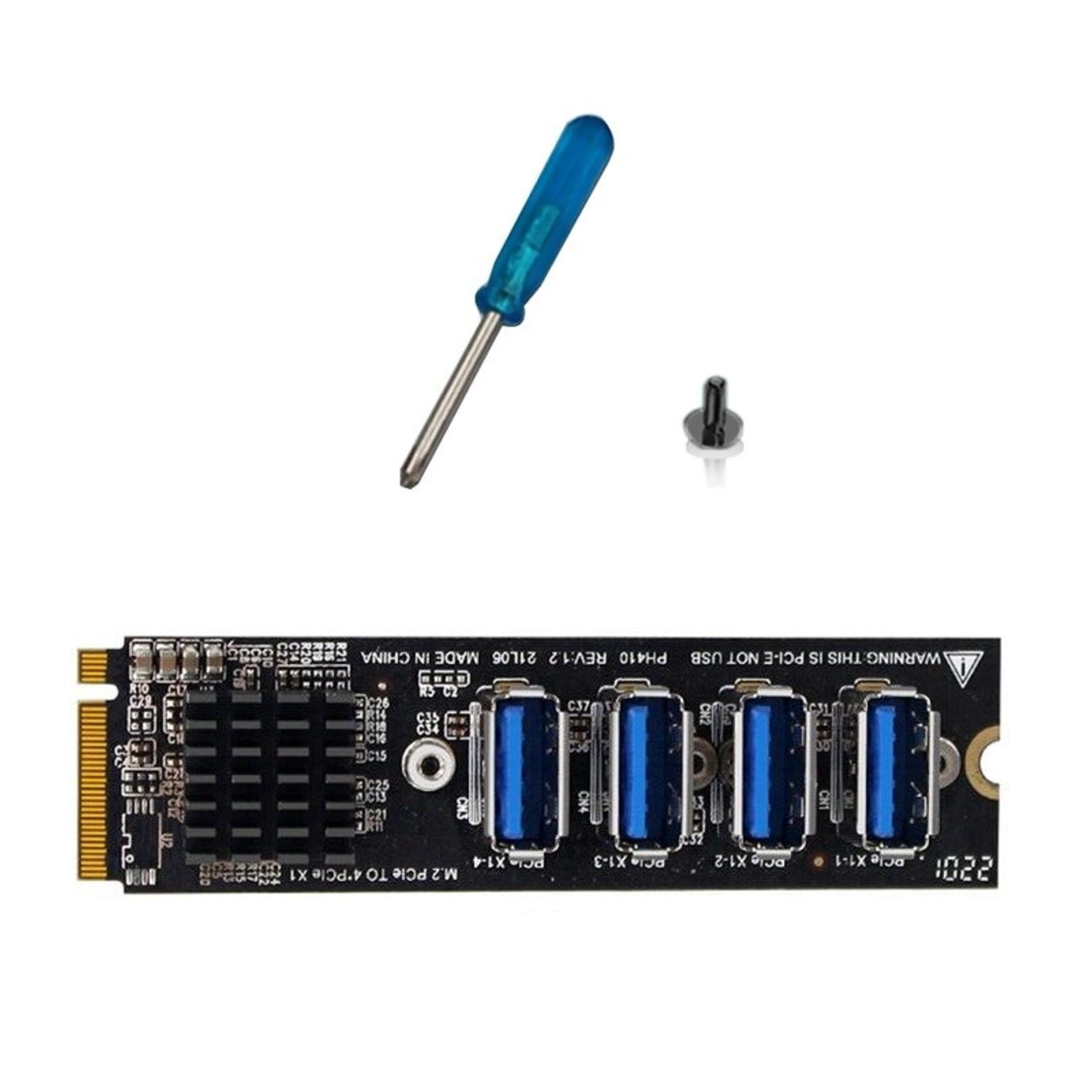 4 Ports USB 3.0 PCI-E Riser Card M.2 M to PCIE Extender Riser Expansion Card t