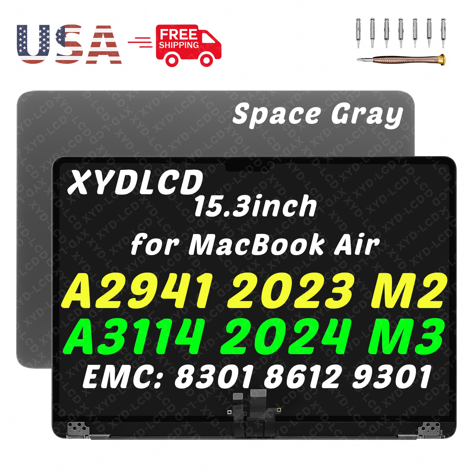 for Apple Macbook Air A3114 EMC 8612 9301 MRYU3 MRYV3 MXD13 LCD Screen Assembly