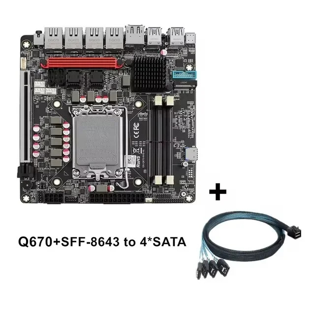 Intel vPro Q670 NAS Motherboard 4*2.5G LAN 6*NVMe 6*SATA 3.0 PCIE 5.0×16 2*DDR5