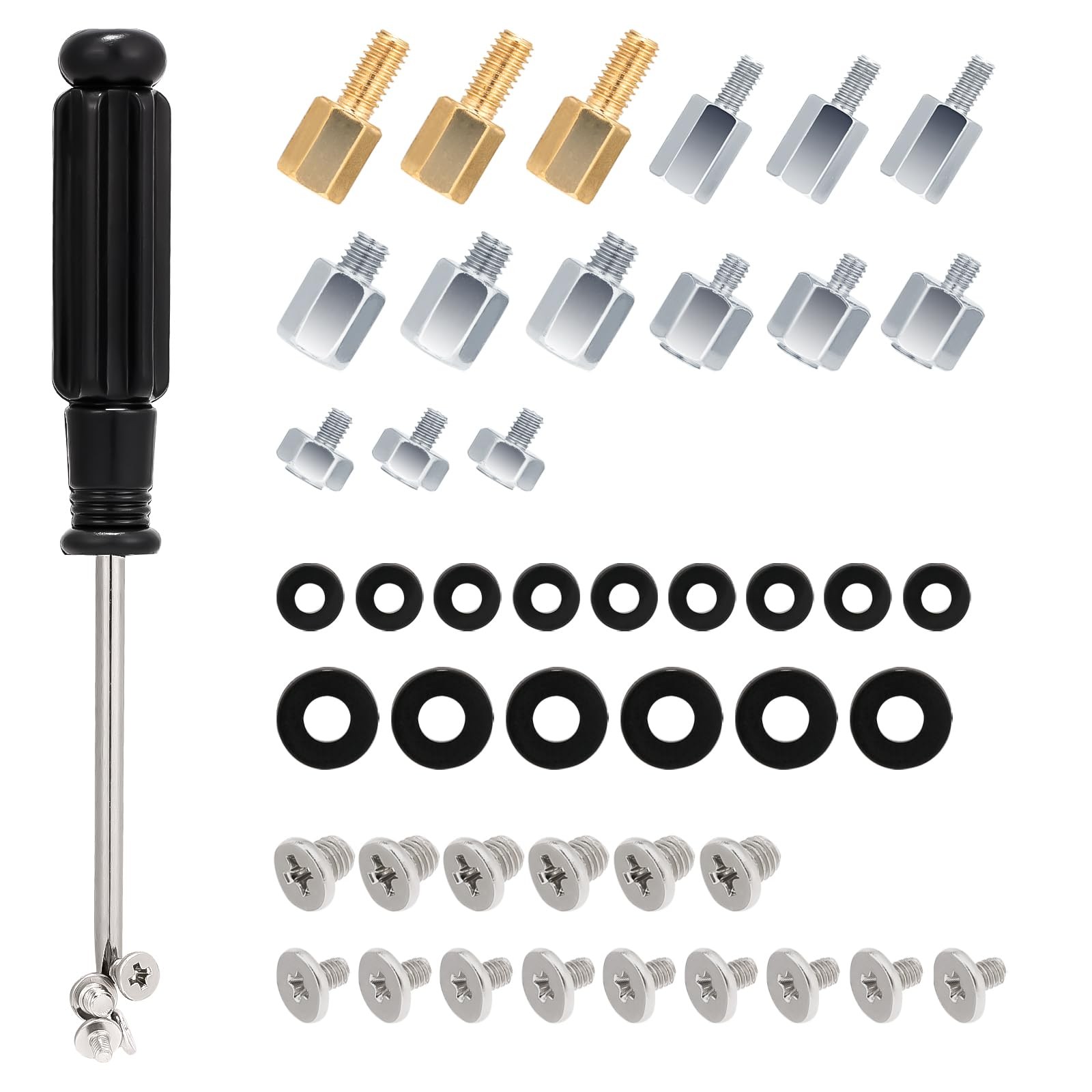 46PCS NVME M.2 SSD Mounting Screws Screw Kit for M2*6, M3*6, black