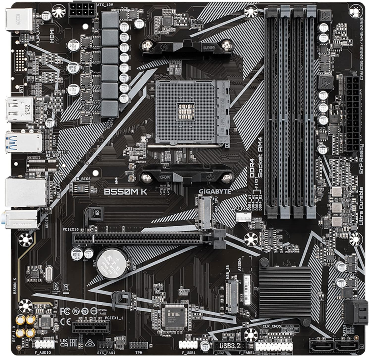 B550M AM4 Micro ATX Motherboard Ryzen 5000 DDR4 PCIe 4.0 M.2 USB 3.2