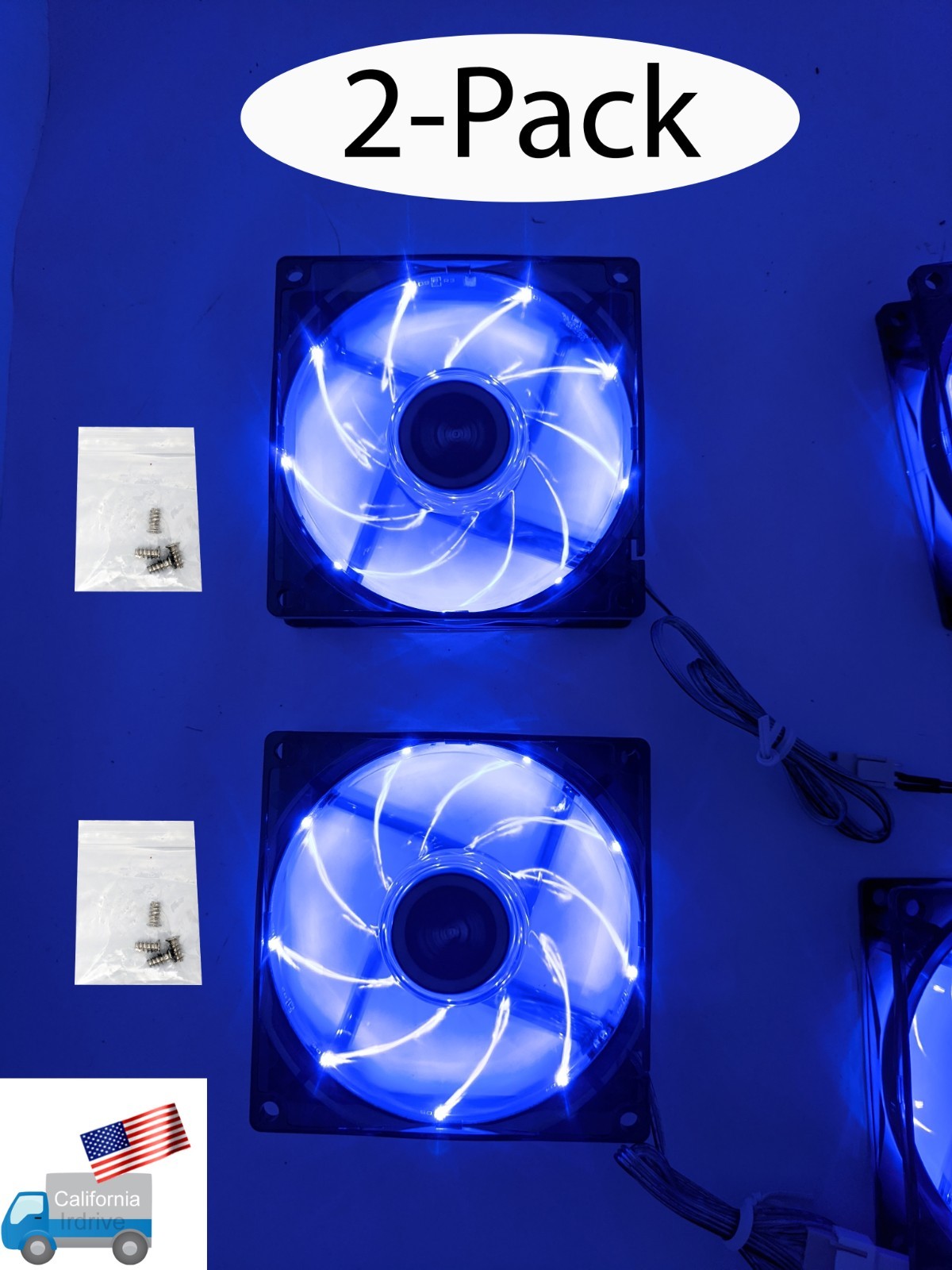 2-Pack: NEW Enermax 90mm x 25mm Blue LED 3pin Gamer PC Case Cooling Fan + SCREWS