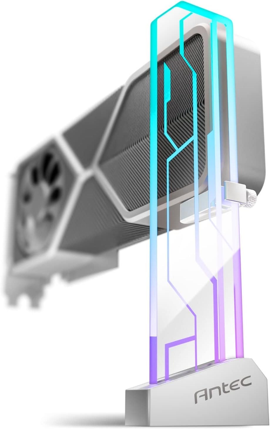 Antec White ARGB Tempered Glass GPU Support Bracket Graphics Card Holder 5V 3PIN