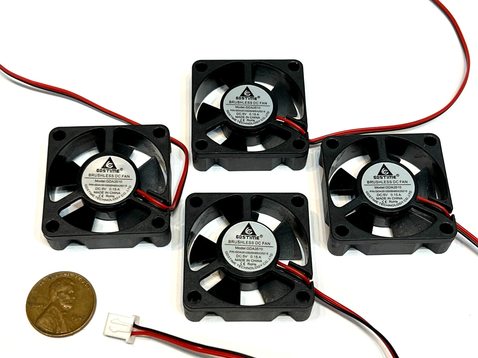 4 Pieces Axial box fan cooling quiet small 3510 35mm x 10mm pc 2pin 5v C9