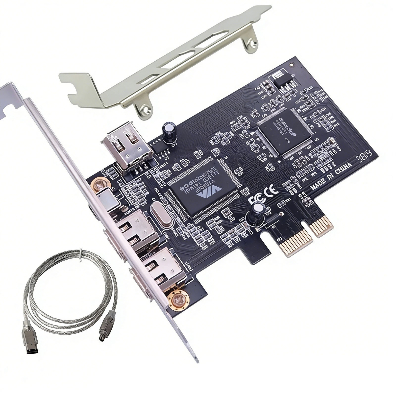 3 Port PCIe FireWire 1394a Controller Expansion Card for Desktop PC Computer