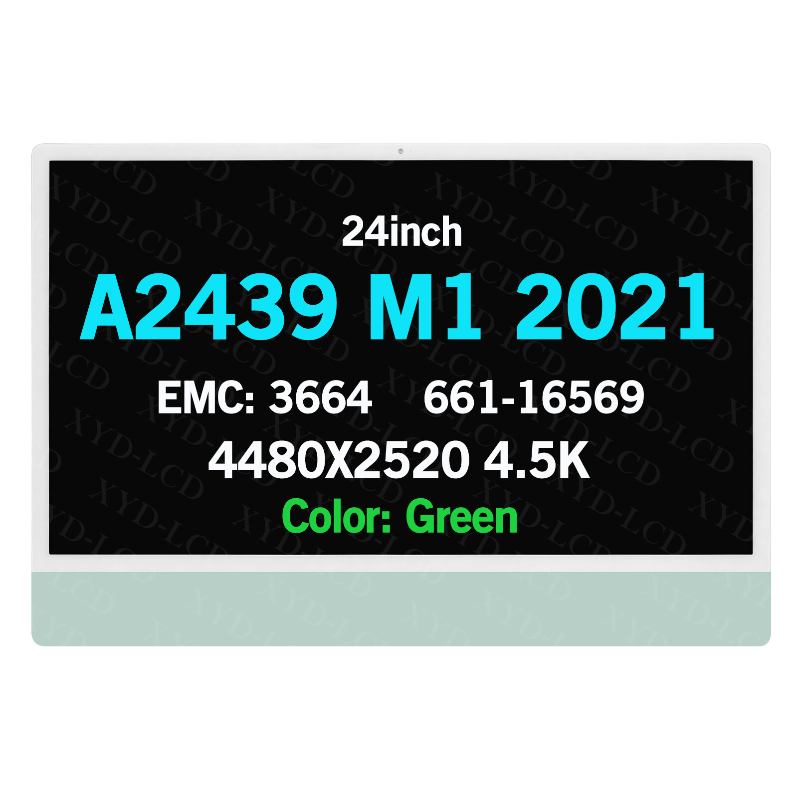 24″ LCD Screen Glassy Assembly for iMac M1 2021 A2439 661-16569 EMC 3664(Green)