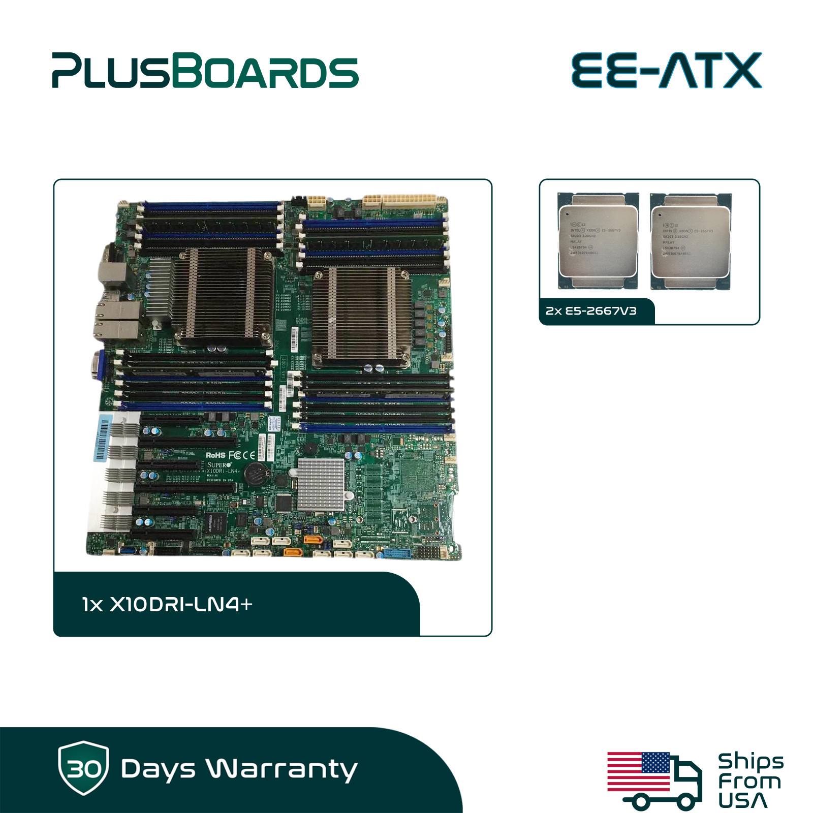 Supermicro X10DRI-LN4+ Dual LGA 2011-3 EE-ATX Server Motherboard w/2x E5-2667 V3