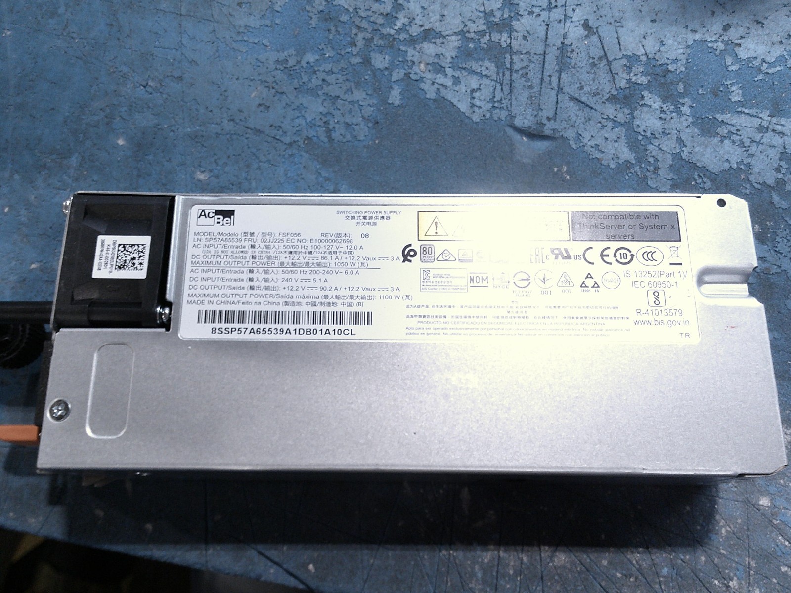 AcBel 02JJ225 ThinkSystem FSF056 1100W Platinum Hot-Swap Power Supply