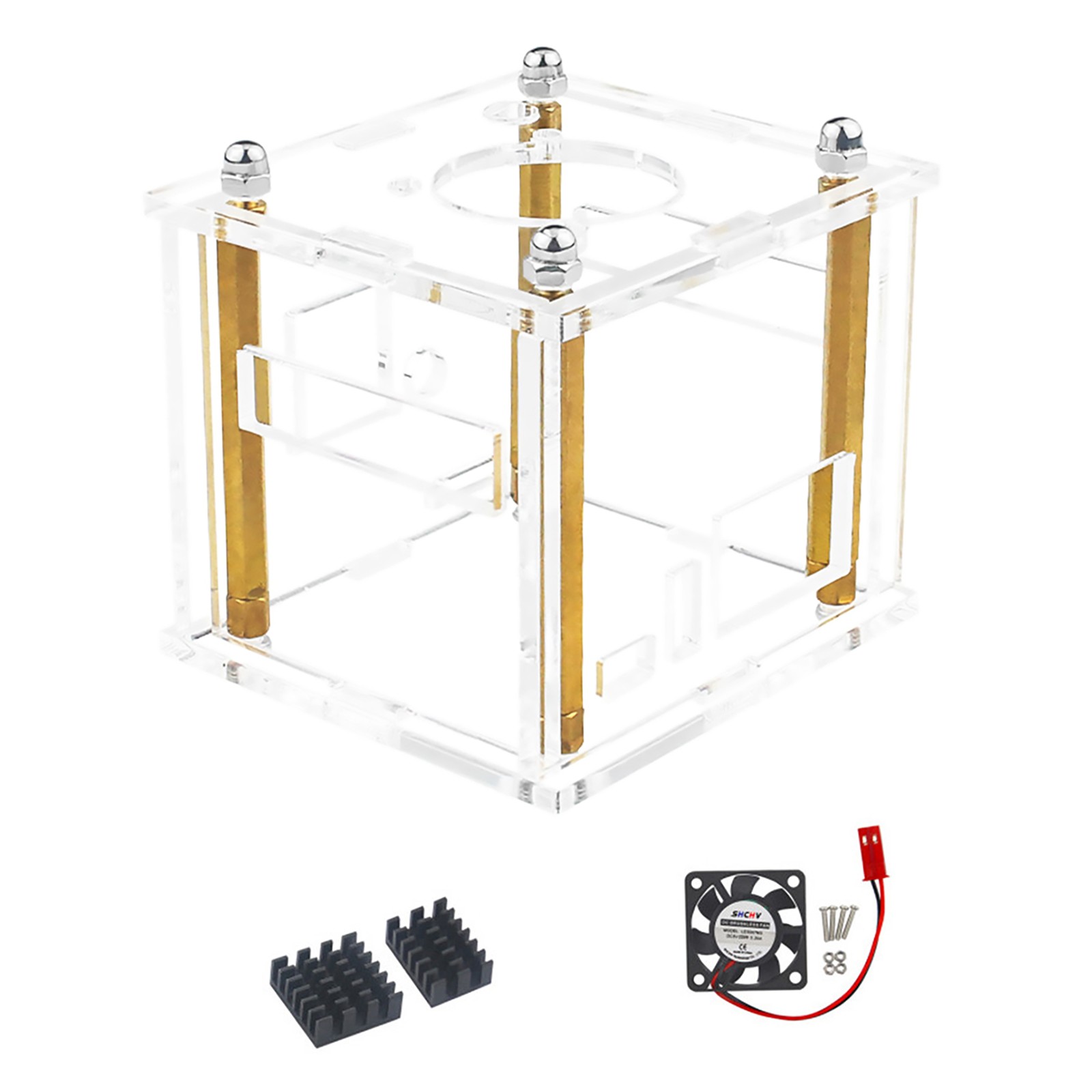 Acrylic Enclosure Clear Protective Shell W/ Cooling Fan for Orange Pi Zero 3