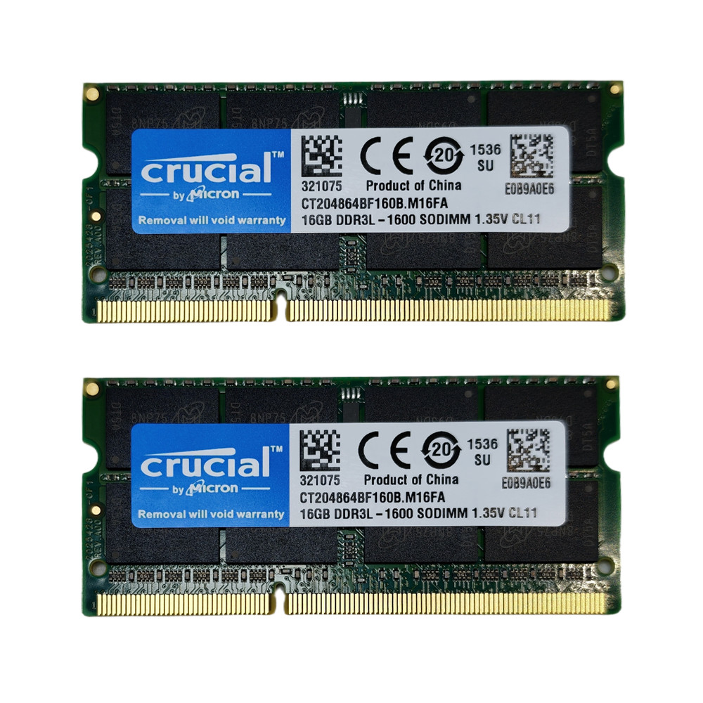 For Crucial 1x 16GB DDR3L 1600 mhz PC3L-12800S 1.35V Laptop SODIMM Memory RAM