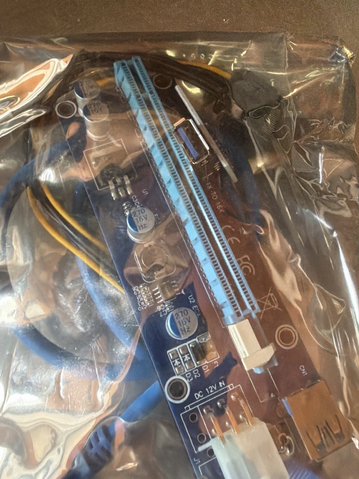 Lot of 7 PCIe USB 3.0 Riser Cards x1 to x16 GPU Mining Riser Adapter Powered